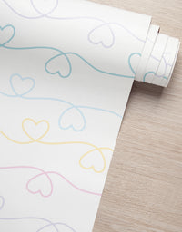 Papel de Parede Varal de Corações Candy