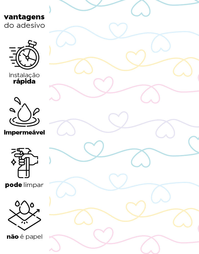 Papel de Parede Varal de Corações Candy