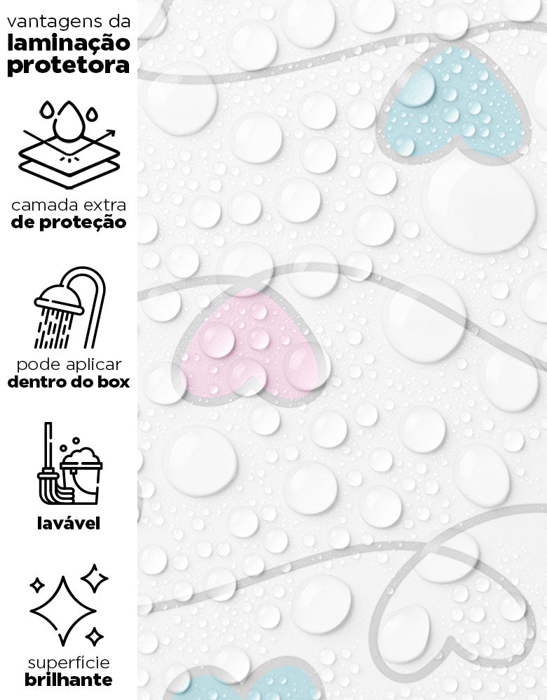 KIT DE 8 ROLOS - 1,50m x 50cm - Papel de Parede Corações Coloridos