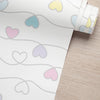 KIT DE 8 ROLOS - 1,50m x 50cm - Papel de Parede Corações Coloridos