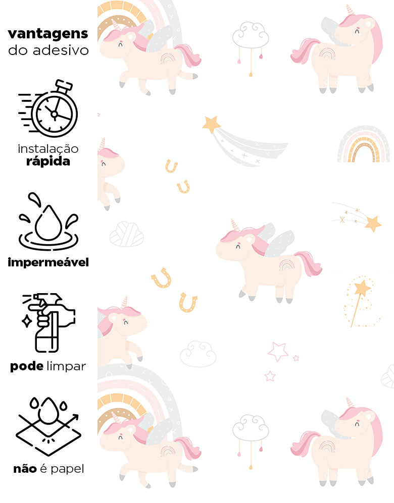 Papel de Parede Adesivo Unicórnio Estelar