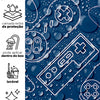 KIT DE 4 ROLOS - 3,00m x 50cm - Papel de Parede Adesivo Gamer Dark