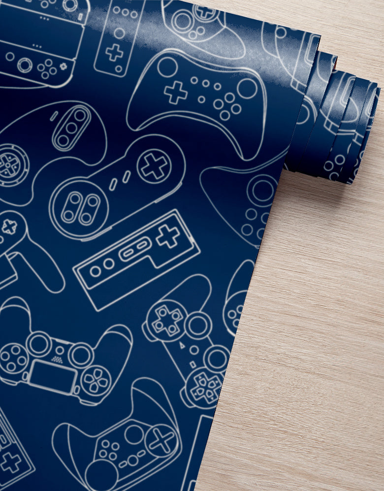 KIT DE 4 ROLOS - 3,00m x 50cm - Papel de Parede Adesivo Gamer Dark
