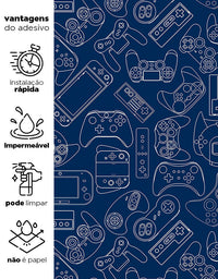 KIT DE 3 ROLOS - 3,00m x 50cm - Papel de Parede Adesivo Gamer Dark