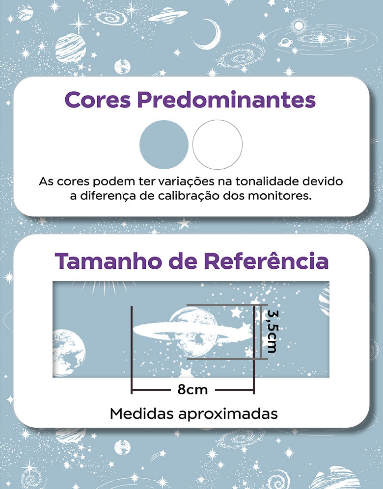 KIT DE 5 ROLOS - 2,50m x 50cm - Papel de Parede Adesivo Universo Estrelado