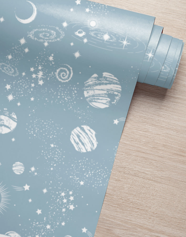 KIT DE 5 ROLOS - 2,50m x 50cm - Papel de Parede Adesivo Universo Estrelado