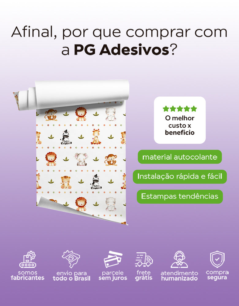 Papel de Parede Adesivo Safari Aquarela