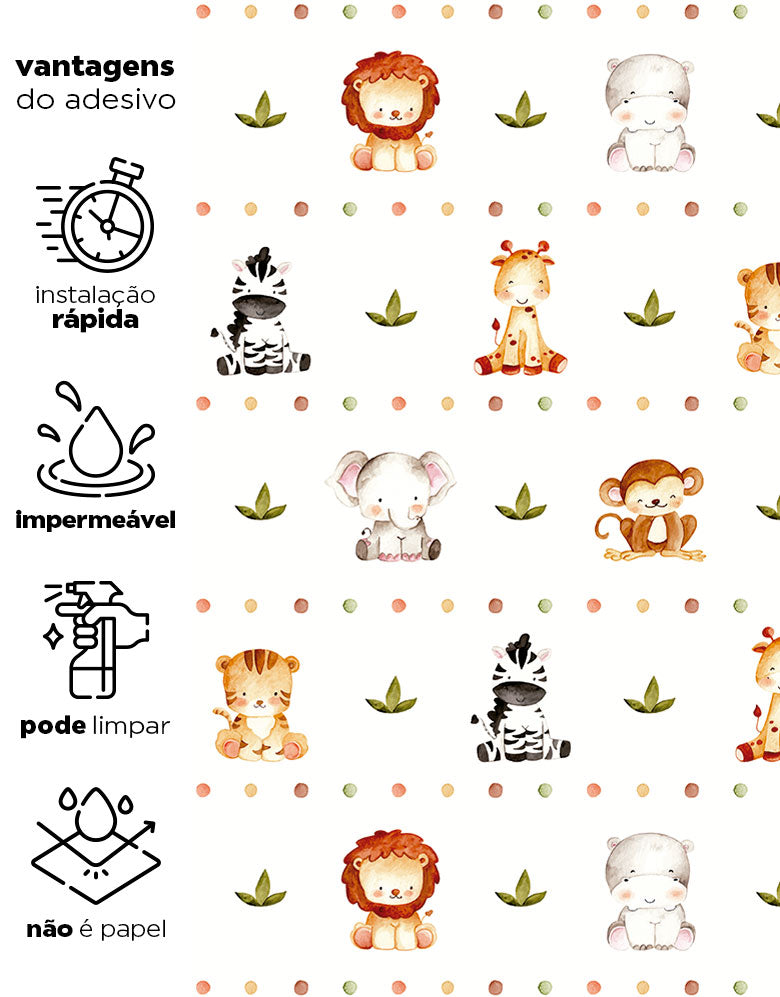 Papel de Parede Adesivo Safari Aquarela