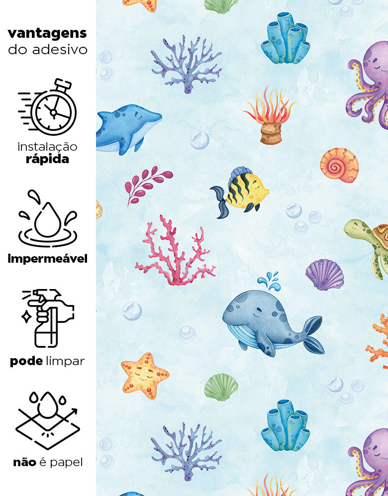 Papel de Parede Adesivo Fundo do Mar