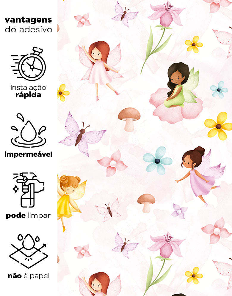 Papel de Parede Adesivo Fadinhas