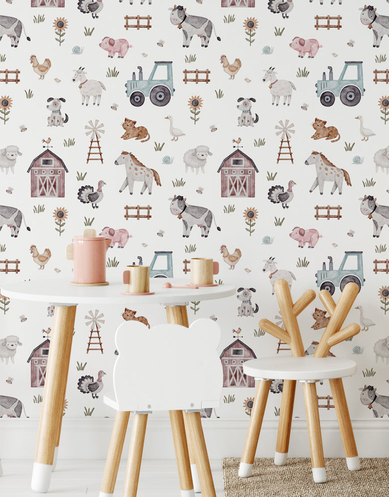 Papel de Parede Adesivo Fazendinha