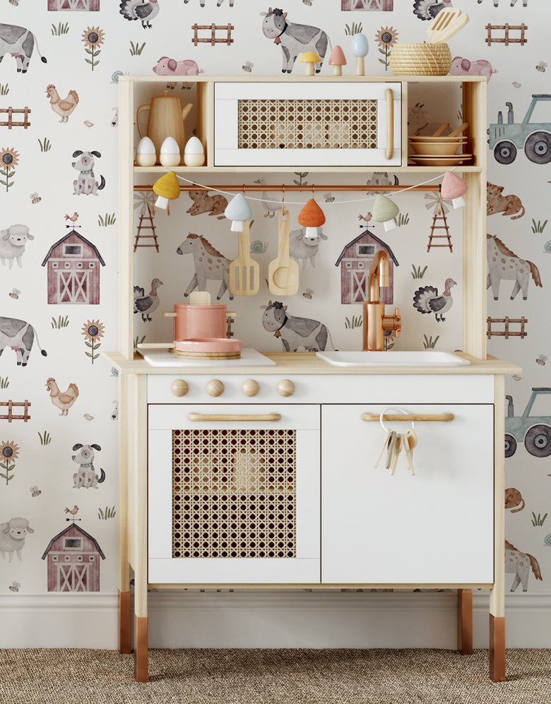 Papel de Parede Adesivo Fazendinha