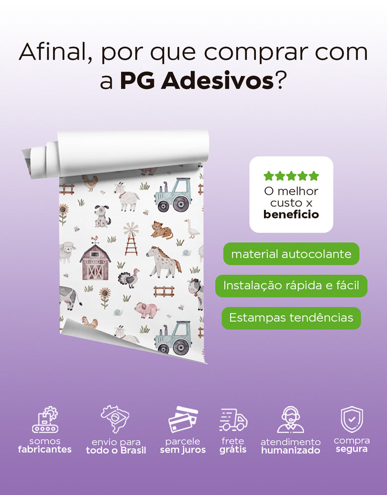 Papel de Parede Adesivo Fazendinha