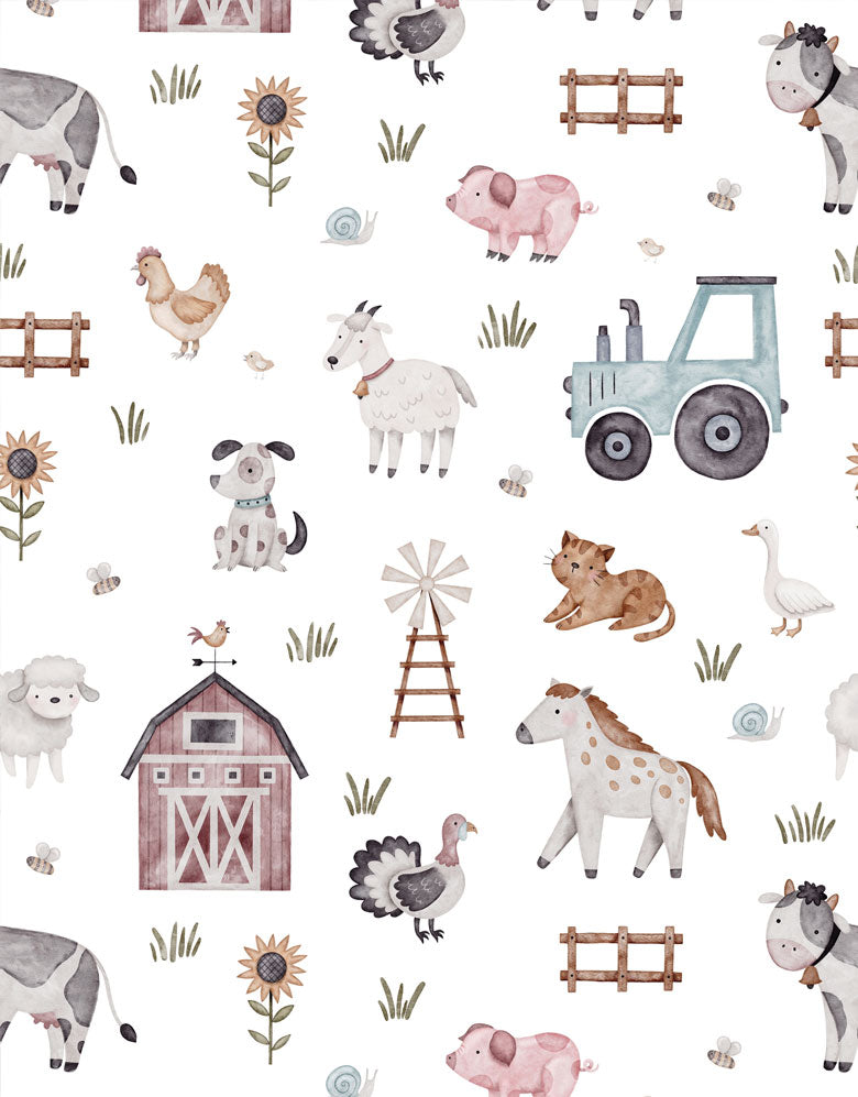 Papel de Parede Adesivo Fazendinha