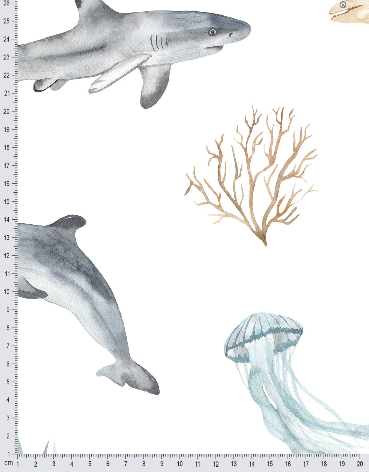 Papel de Parede Adesivo Fundo do Mar Aquarela