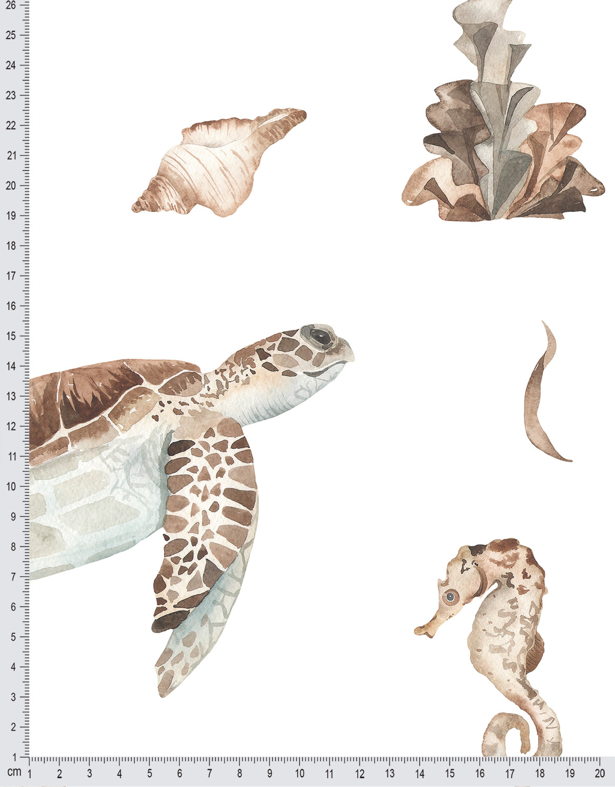 Papel de Parede Adesivo Tartaruga Marinha Aquarela