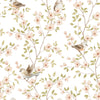 Papel de Parede Adesivo Pássaros e Flores Aquarela