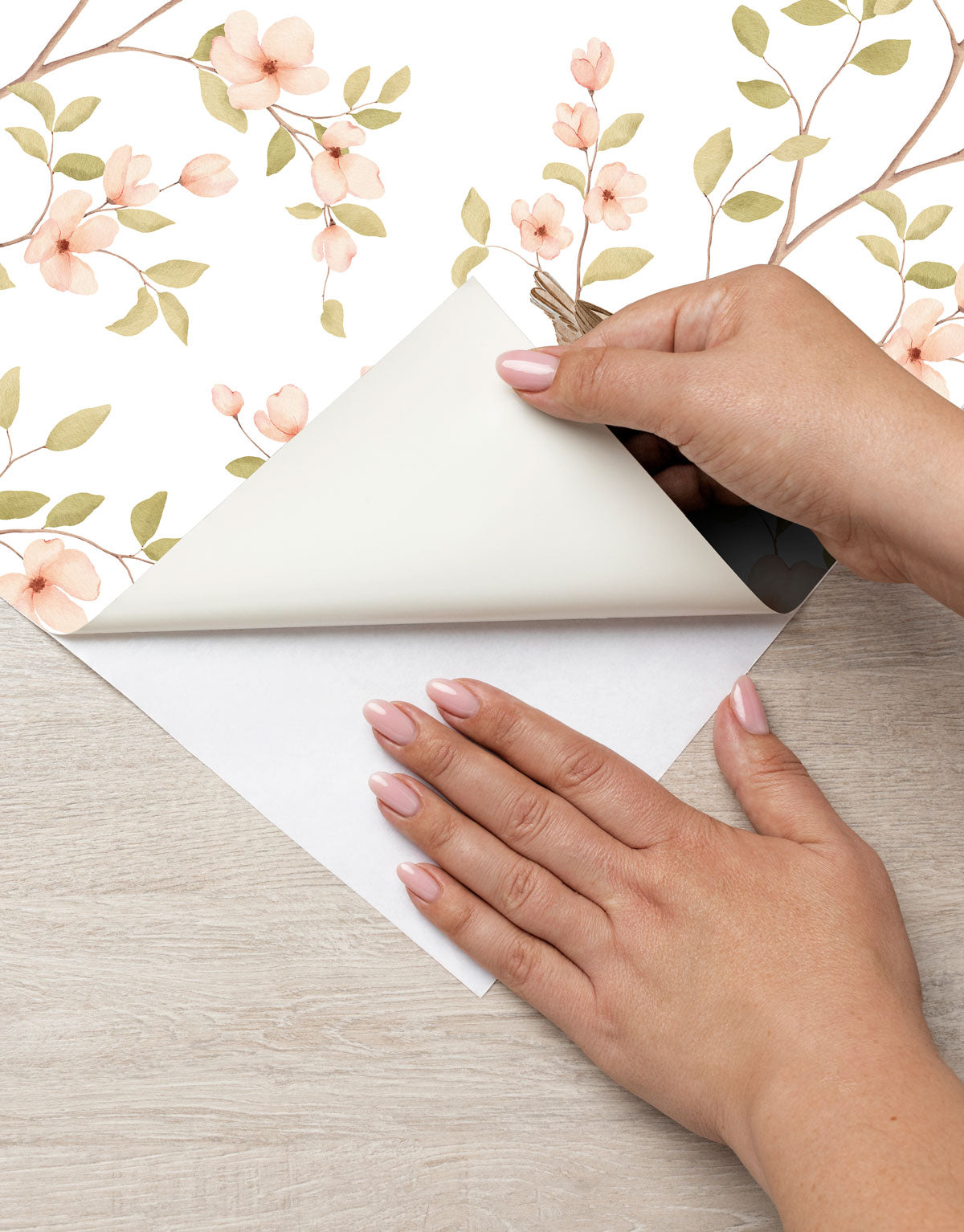 Papel de Parede Adesivo Pássaros e Flores Aquarela