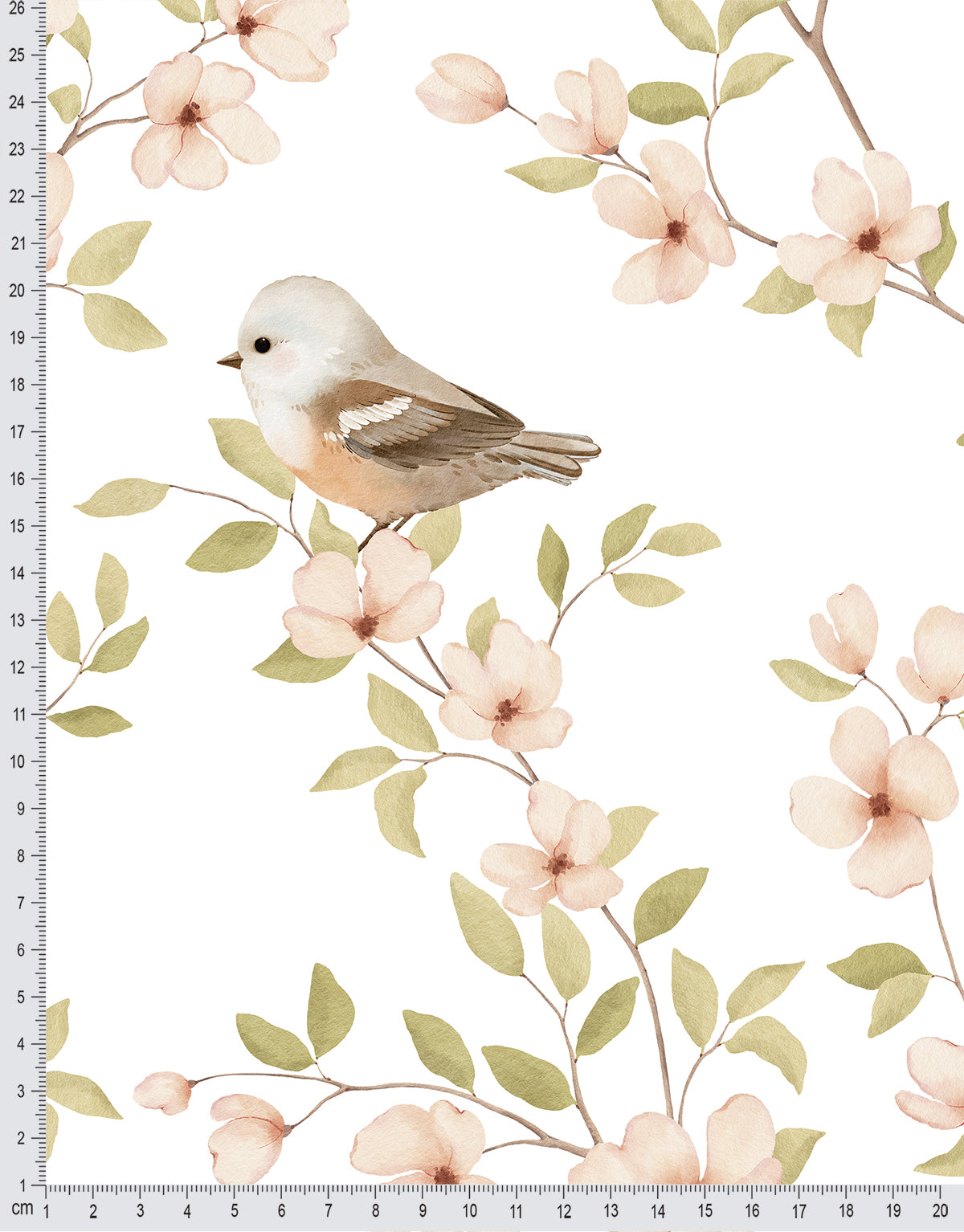 Papel de Parede Adesivo Pássaros e Flores Aquarela