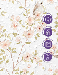 Papel de Parede Adesivo Pássaros e Flores Aquarela