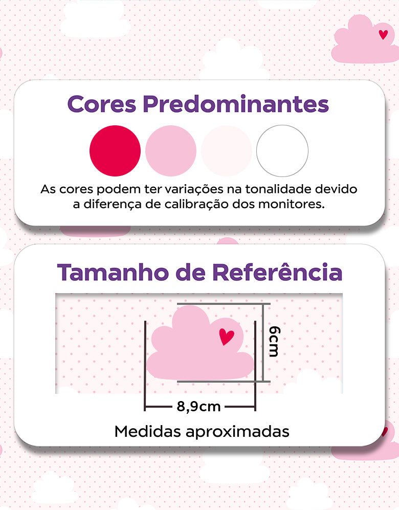 Papel de Parede Adesivo Nuvem Coração Rosa