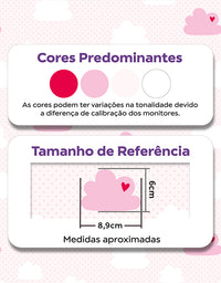 Papel de Parede Adesivo Nuvem Coração Rosa