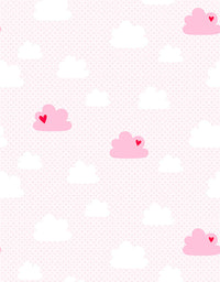 Papel de Parede Adesivo Nuvem Coração Rosa