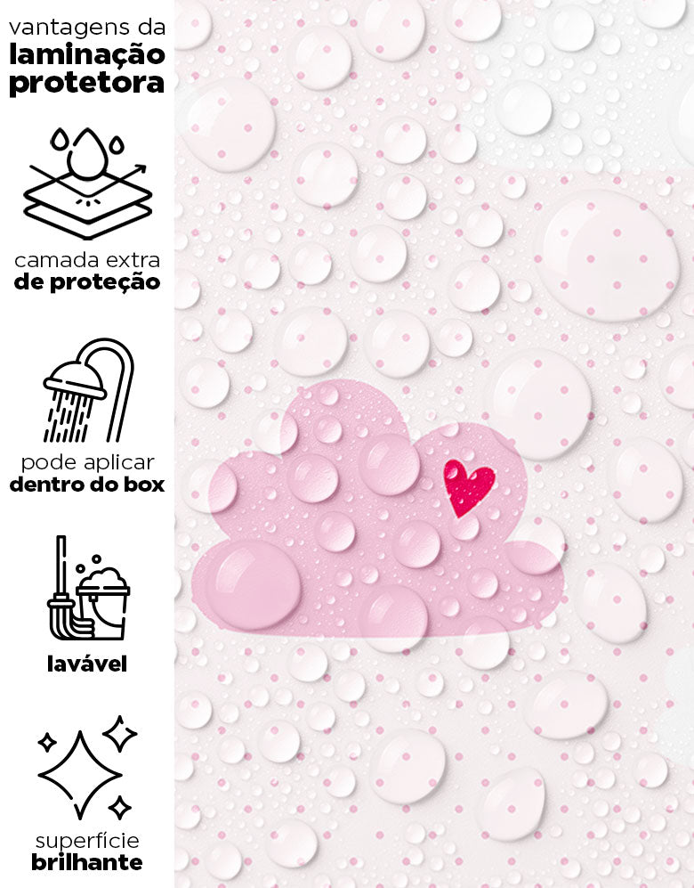 Papel de Parede Adesivo Nuvem Coração Rosa