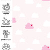 Papel de Parede Adesivo Nuvem Coração Rosa