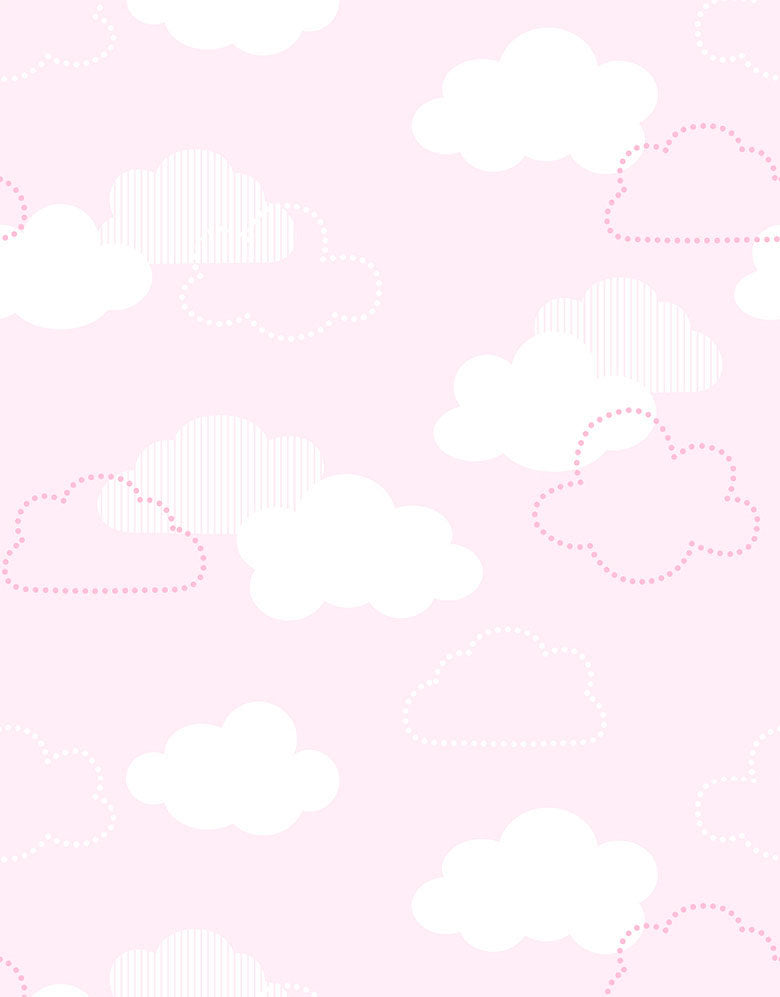 Papel de Parede Adesivo Nuvem Pontinhos Rosa