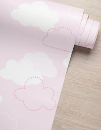 Papel de Parede Adesivo Nuvem Pontinhos Rosa
