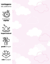 Papel de Parede Adesivo Nuvem Pontinhos Rosa