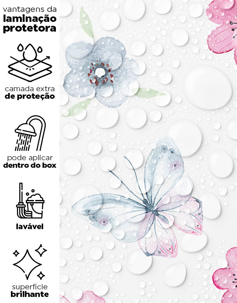 KIT DE 3 ROLOS - 3,00m x 50cm - Papel de Parede Romântico Jardim Encantado