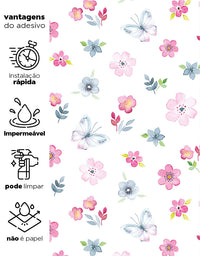 Papel de Parede Romântico Jardim Encantado Sem Película 2,50m x 50cm
