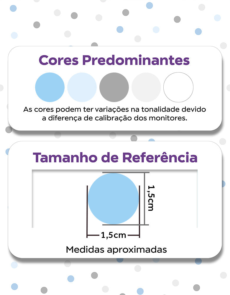 KIT DE 6 ROLOS - 3,00m x 50cm - Papel de Parede Adesivo Confete Azul