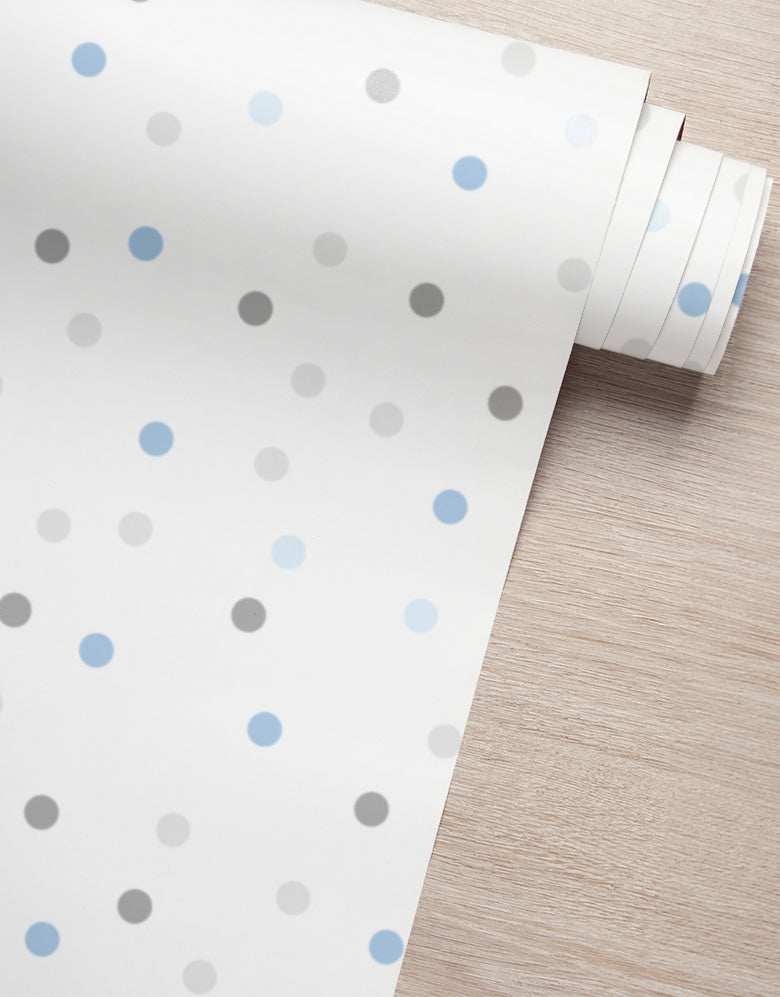 KIT DE 6 ROLOS - 3,00m x 50cm - Papel de Parede Adesivo Confete Azul