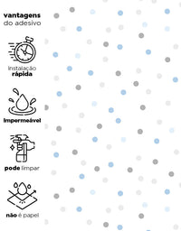 KIT DE 6 ROLOS - 3,00m x 50cm - Papel de Parede Adesivo Confete Azul