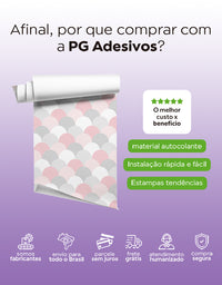 Papel de Parede Adesivo Escamas Rosa e Cinza