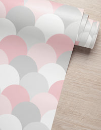 Papel de Parede Adesivo Escamas Rosa e Cinza