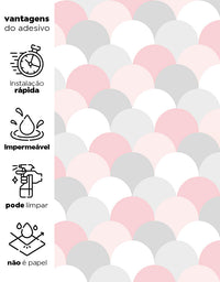 Papel de Parede Adesivo Escamas Rosa e Cinza