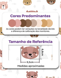 KIT DE 4 ROLOS - 2,50m x 50cm - Papel de Parede Adesivo Ursinhos Kawaii