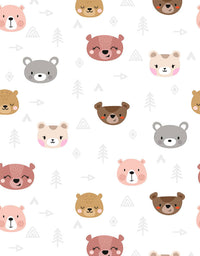 KIT DE 4 ROLOS - 2,50m x 50cm - Papel de Parede Adesivo Ursinhos Kawaii