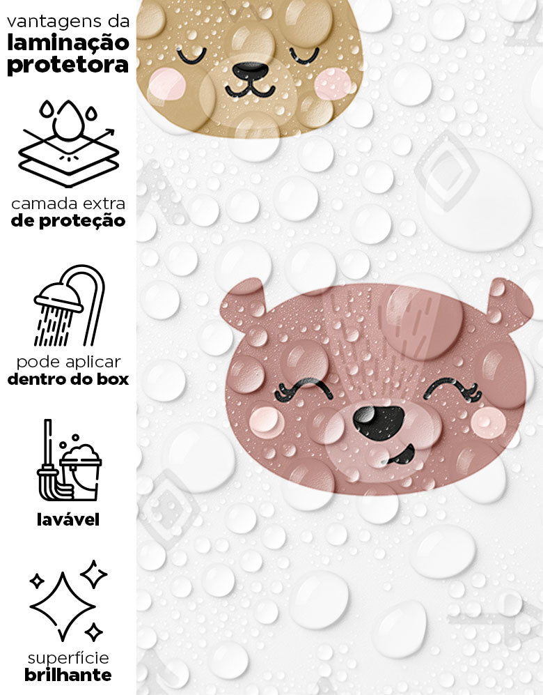 Papel de Parede Adesivo Ursinhos Kawaii