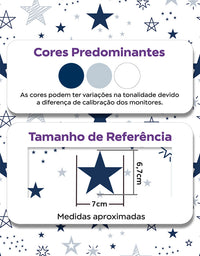 KIT DE 2 ROLOS - 3,00m x 50cm - Papel De Parede Adesivo Estrelas Encantada Azul