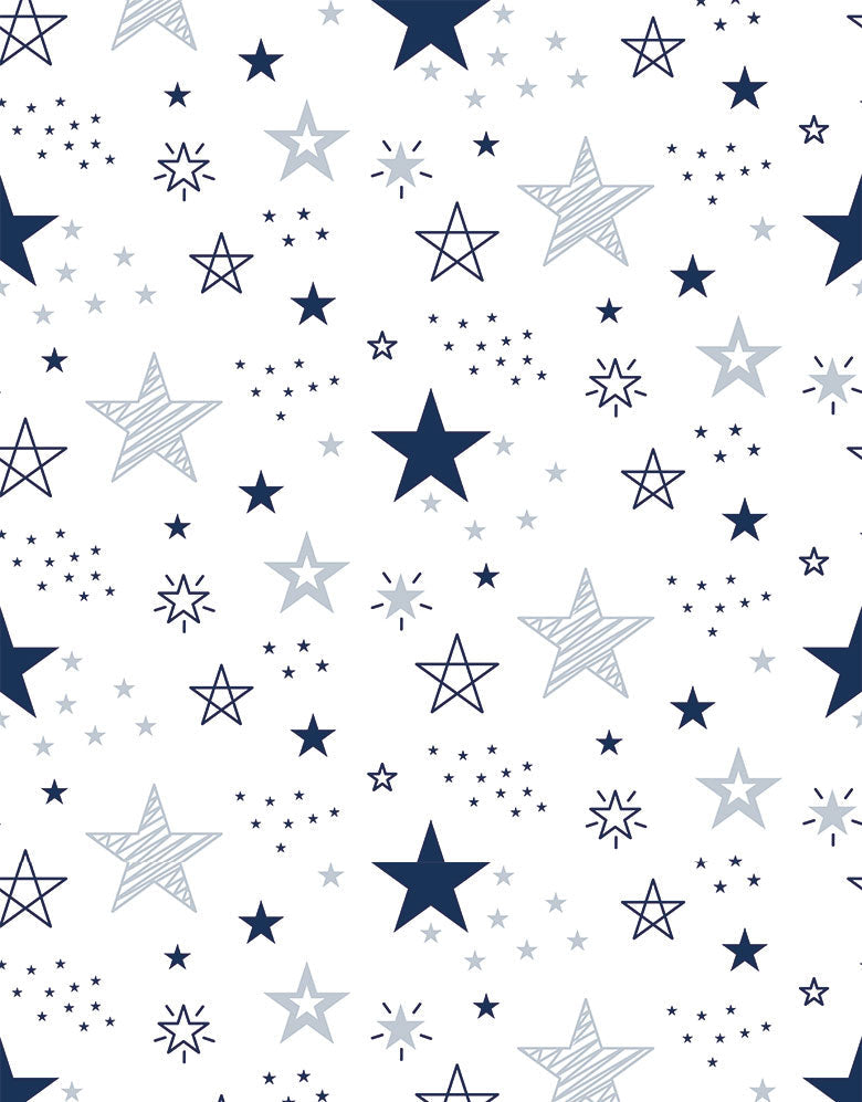 KIT DE 2 ROLOS - 3,00m x 50cm - Papel De Parede Adesivo Estrelas Encantada Azul