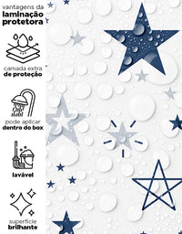 KIT DE 2 ROLOS - 3,00m x 50cm - Papel De Parede Adesivo Estrelas Encantada Azul