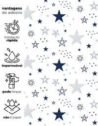 Papel De Parede Adesivo Estrelas Encantada Azul