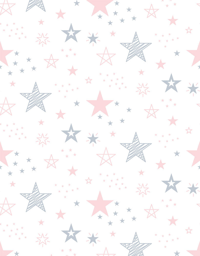 Papel de Parede Adesivo Estrelas Rosa Bebê Menina