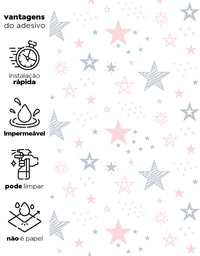 Papel de Parede Adesivo Estrelas Rosa Bebê Menina