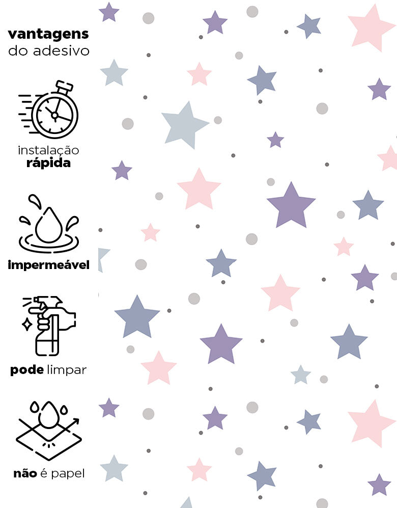 Papel de Parede Adesivo Estrelinhas